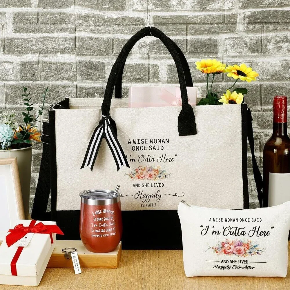 Retirement Gift Set Women Stainless Steel Tumbler Tote Cosmetic Keychain